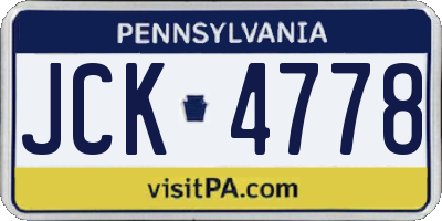 PA license plate JCK4778