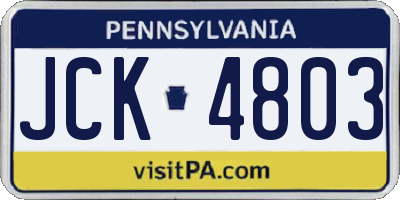 PA license plate JCK4803