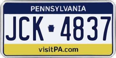 PA license plate JCK4837