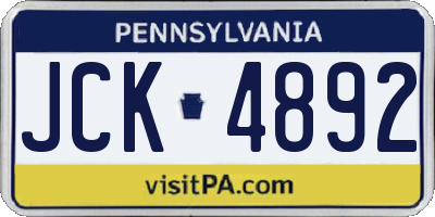 PA license plate JCK4892