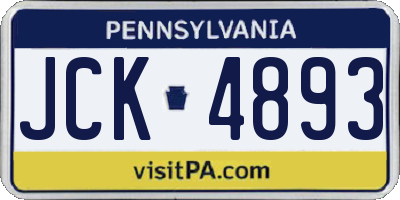 PA license plate JCK4893