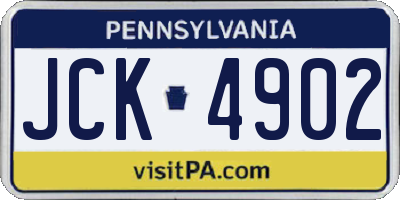 PA license plate JCK4902