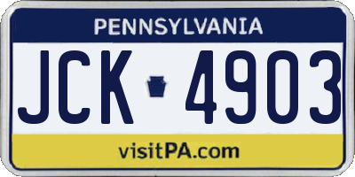 PA license plate JCK4903