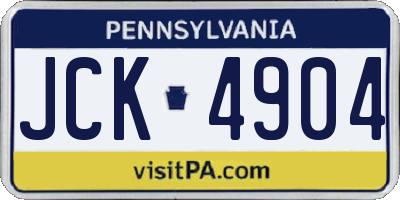 PA license plate JCK4904