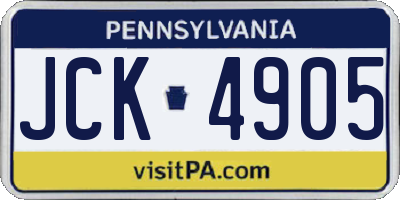 PA license plate JCK4905