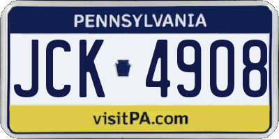 PA license plate JCK4908