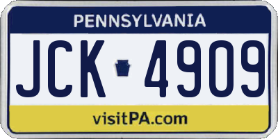PA license plate JCK4909