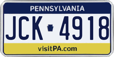 PA license plate JCK4918
