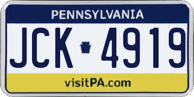 PA license plate JCK4919