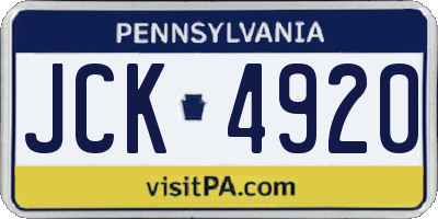 PA license plate JCK4920