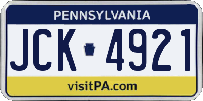 PA license plate JCK4921