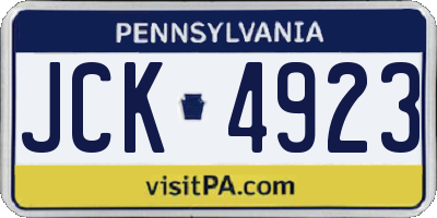 PA license plate JCK4923