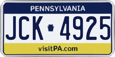 PA license plate JCK4925