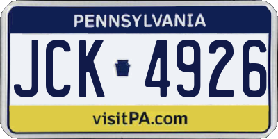 PA license plate JCK4926