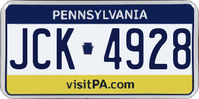 PA license plate JCK4928