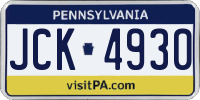 PA license plate JCK4930