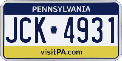 PA license plate JCK4931