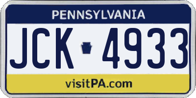 PA license plate JCK4933
