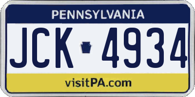 PA license plate JCK4934