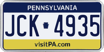 PA license plate JCK4935
