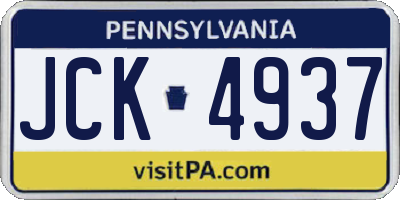 PA license plate JCK4937