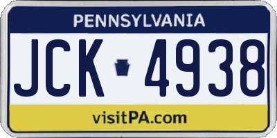 PA license plate JCK4938