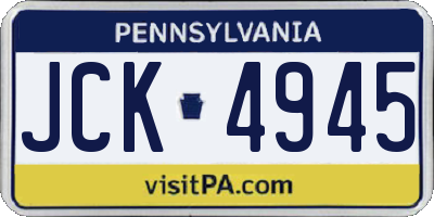PA license plate JCK4945