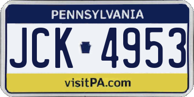 PA license plate JCK4953