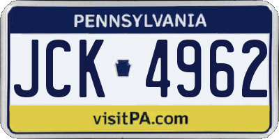 PA license plate JCK4962