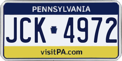 PA license plate JCK4972