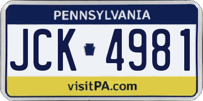 PA license plate JCK4981