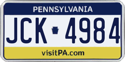 PA license plate JCK4984