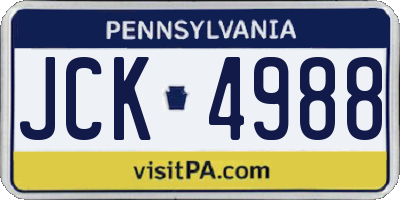 PA license plate JCK4988