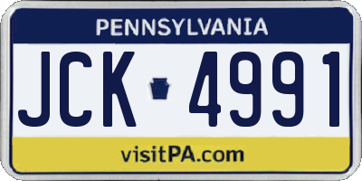 PA license plate JCK4991
