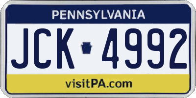 PA license plate JCK4992
