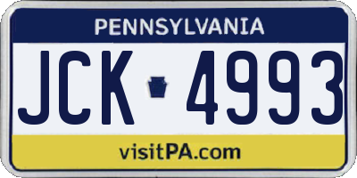 PA license plate JCK4993