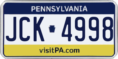 PA license plate JCK4998