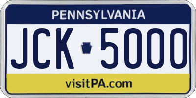 PA license plate JCK5000