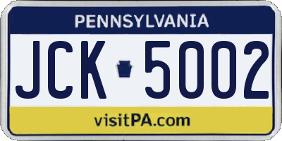 PA license plate JCK5002