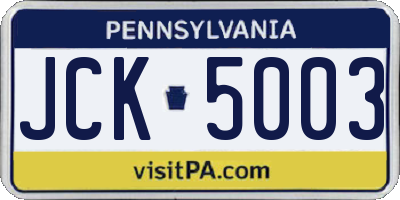 PA license plate JCK5003