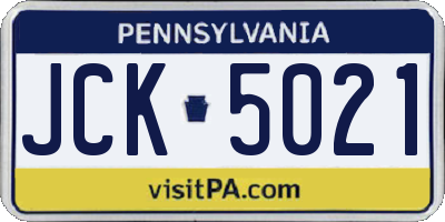 PA license plate JCK5021