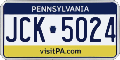 PA license plate JCK5024