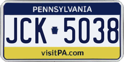 PA license plate JCK5038