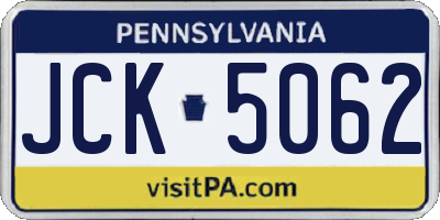 PA license plate JCK5062