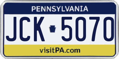 PA license plate JCK5070