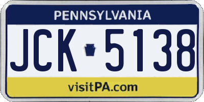 PA license plate JCK5138