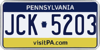 PA license plate JCK5203