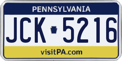 PA license plate JCK5216