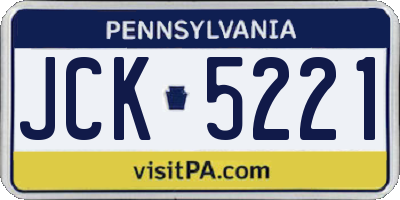 PA license plate JCK5221