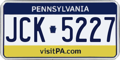 PA license plate JCK5227